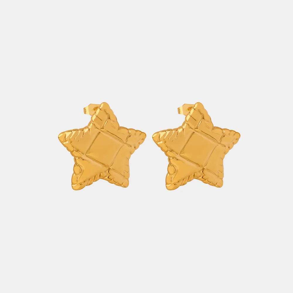 Minimalist and Personalized Geometric Jewelry Texture Lace Pentagram Design Titanium Steel Earrings