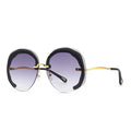 Fashion Oversized Rimless Round Sunglasses Women Clear Ocean Gradient Lens Shades