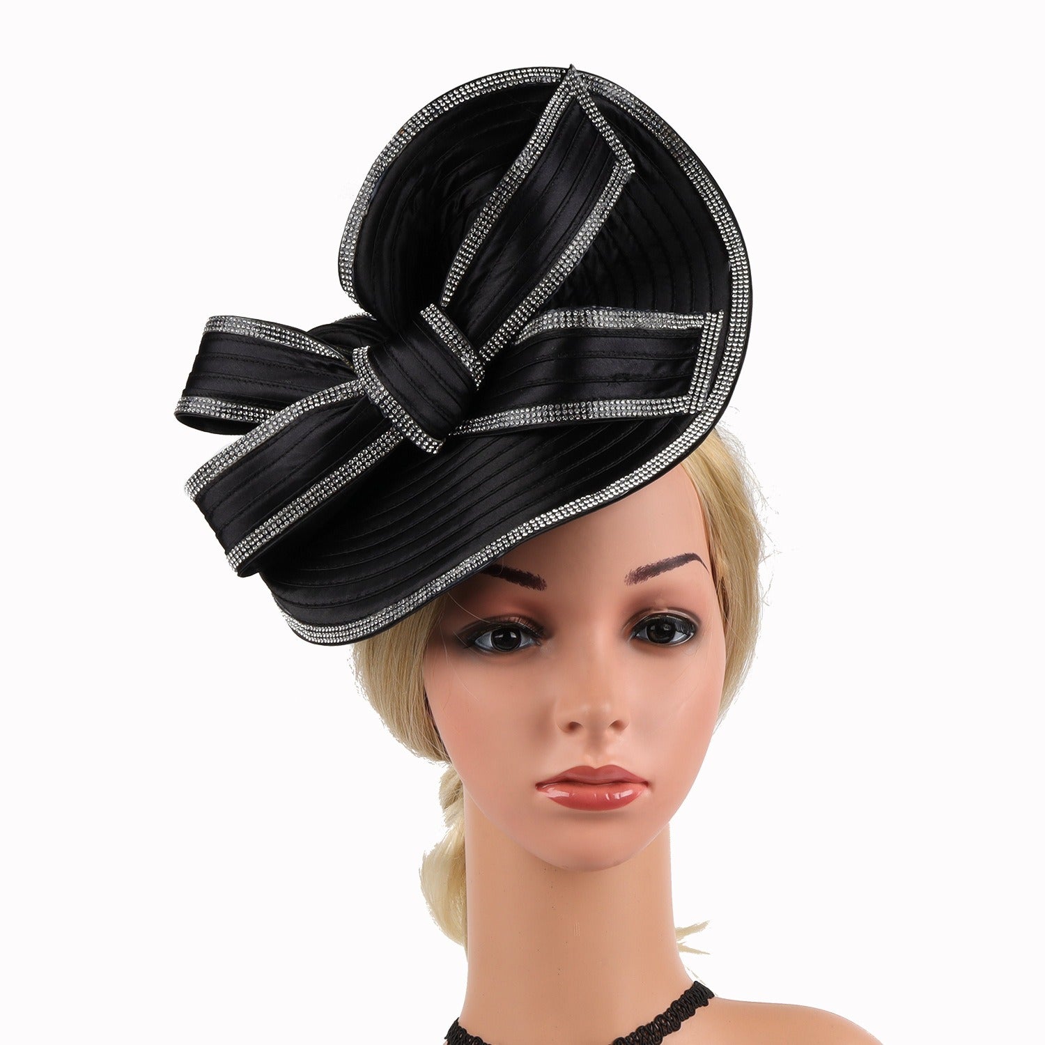Hemp top hat black white diamond headband