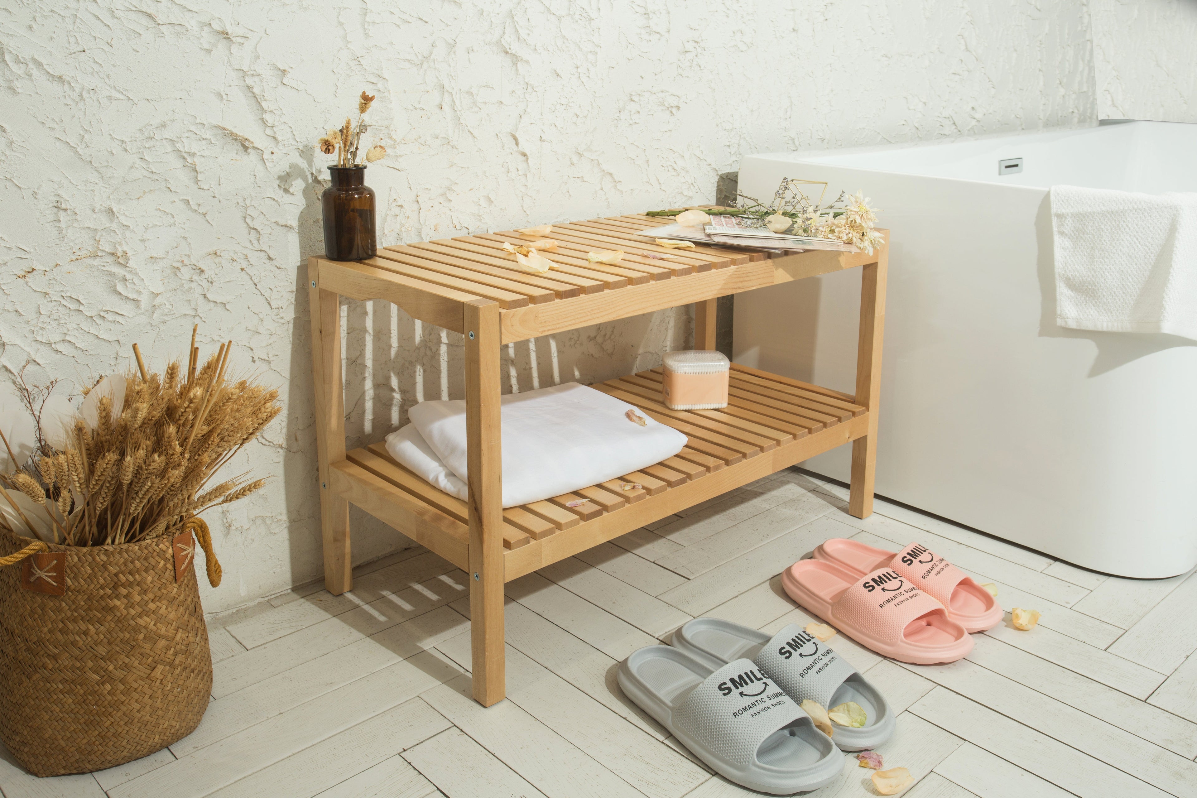 Shoe bench-Birch, 3 Tier Sturdy Shoe Bench Holds up to 300lbs for Entryway Bedroom Living Room Balcony,natural
