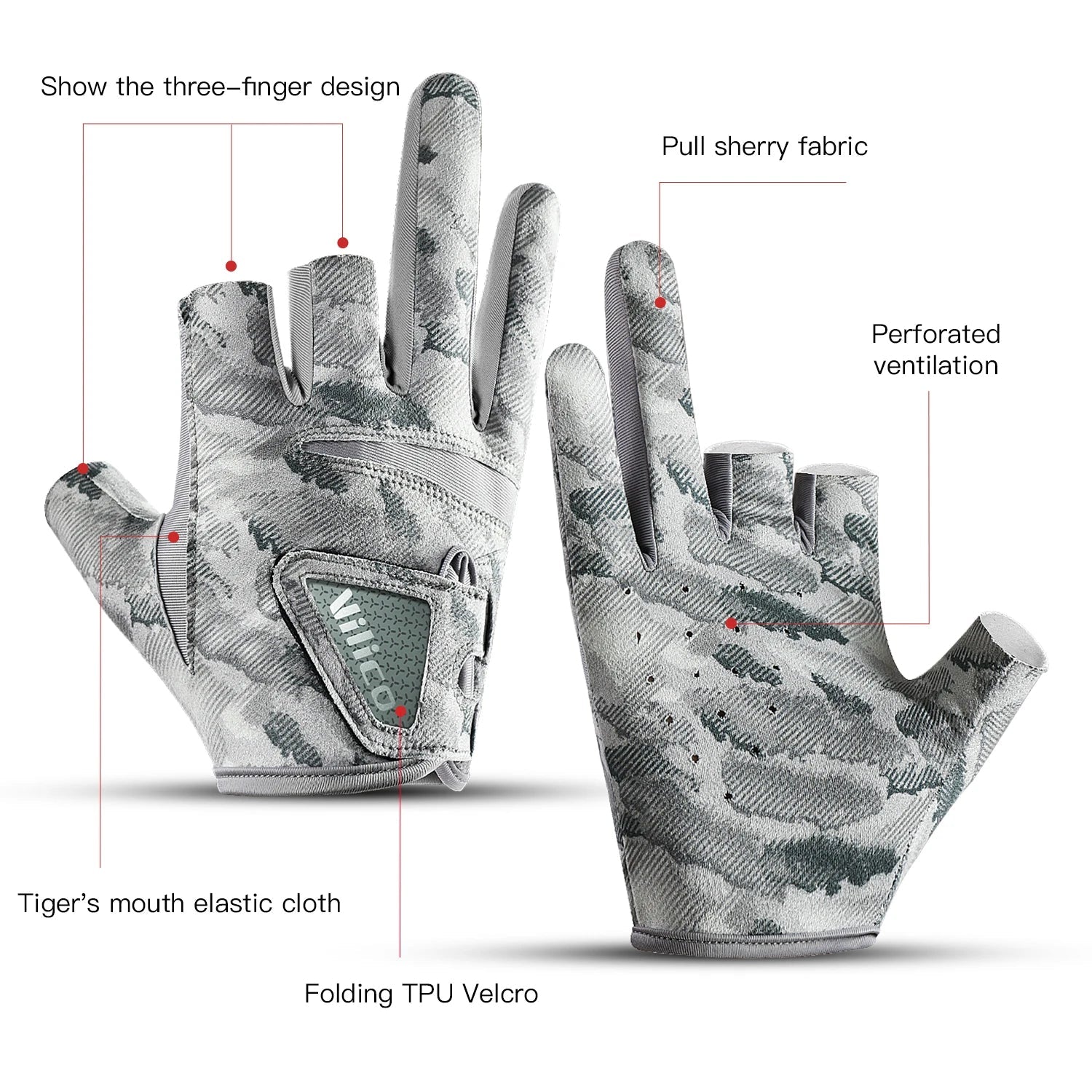 Outdoor fishing equipment - thin comfortable breathable leak proof 3-finger lure fishing gloves