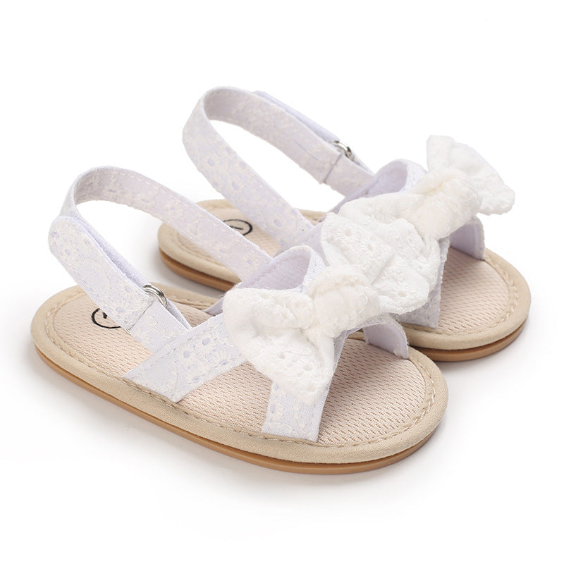 Baby Shoes Summer New 0-1 Year Old Rubber Sole Bow Sandals Toddler Shoes Baby Shoes