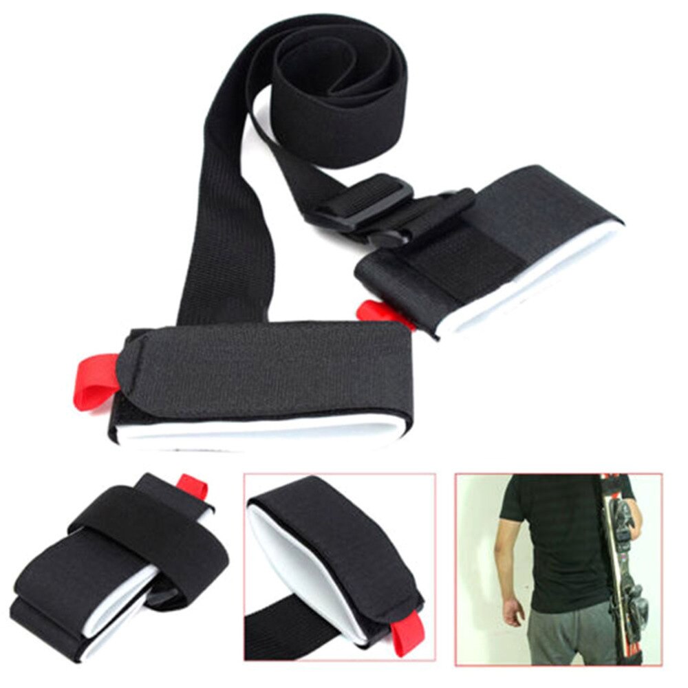 Nylon Skiing Bags Adjustable Skiing Pole Shoulder Hand Carrier Lash Handle Straps Porter Hook Loop Protecting For Ski Snowboard