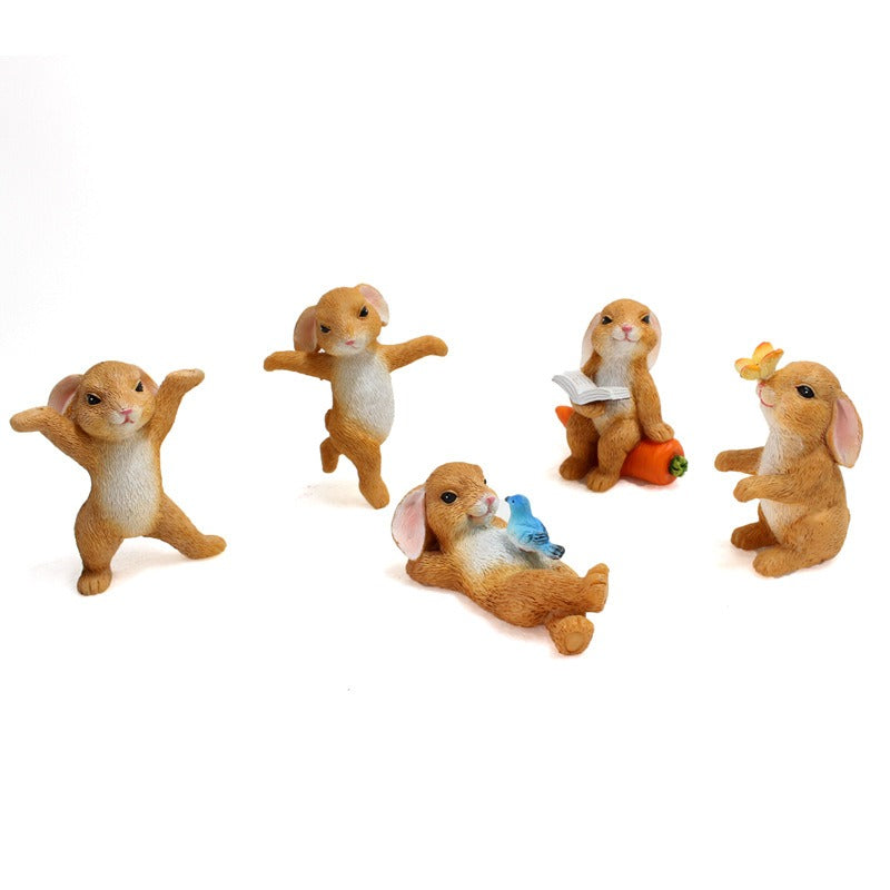 Cute Little Rabbit Plugin Resin Animal Decoration Courtyard Garden