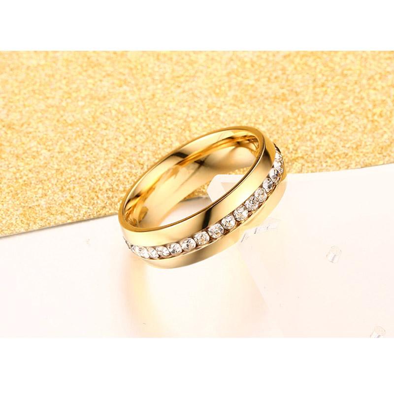 crystal wedding ring for women 6mm stainless steel engagement