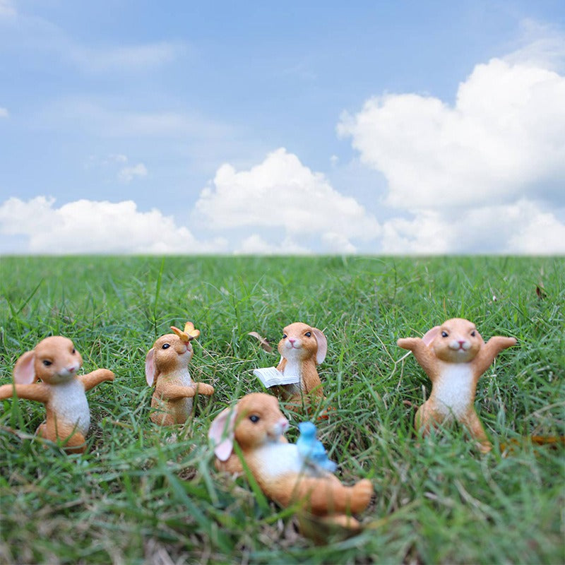 Cute Little Rabbit Plugin Resin Animal Decoration Courtyard Garden