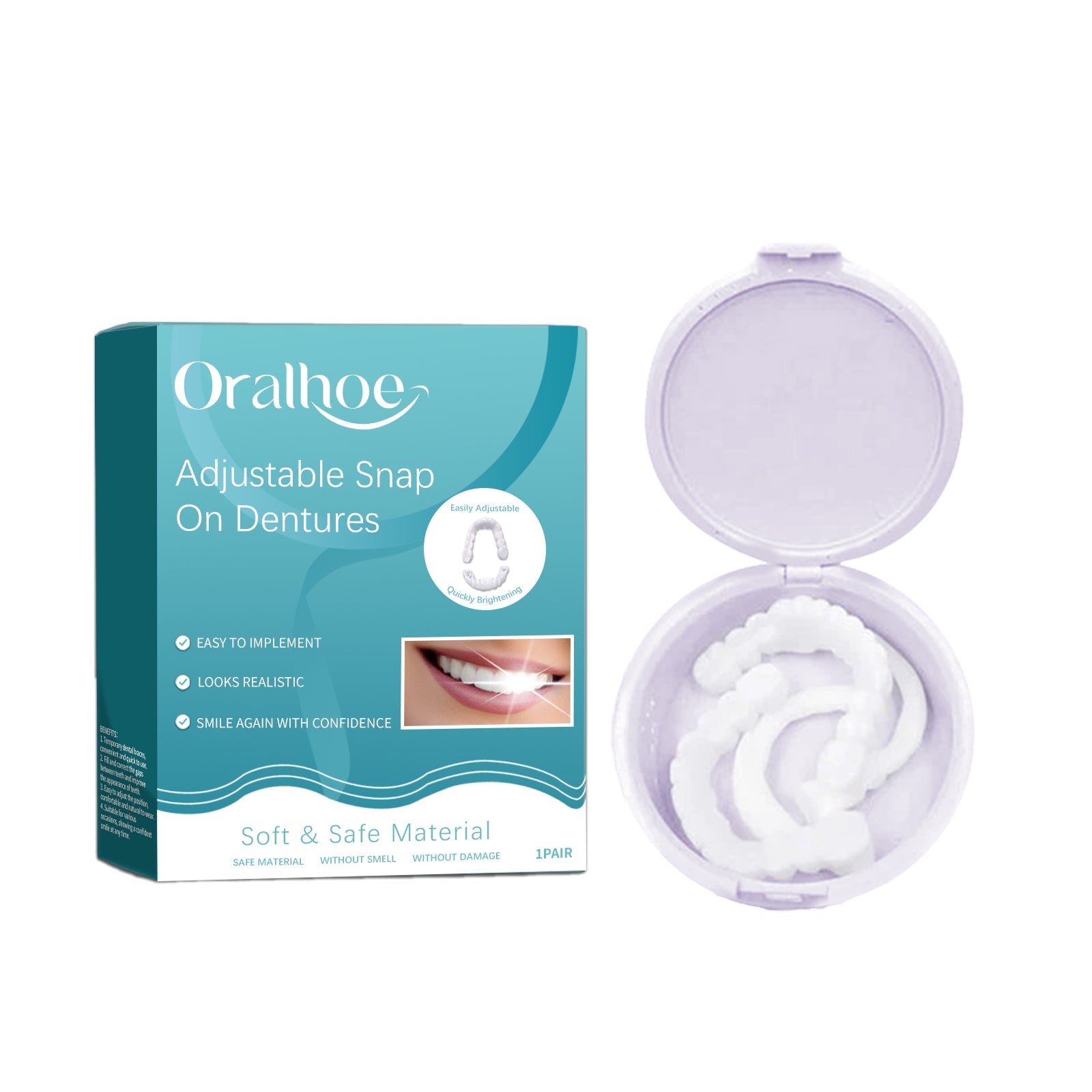 Adjustable Buckle Dentures Comfortable Natural Temporary Fillings Set For Interdental Correction
