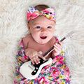 Newborn Photography Wrap Bow Hair Band Wrap Towel Set Baby Flower Blanket 2 Piece Set