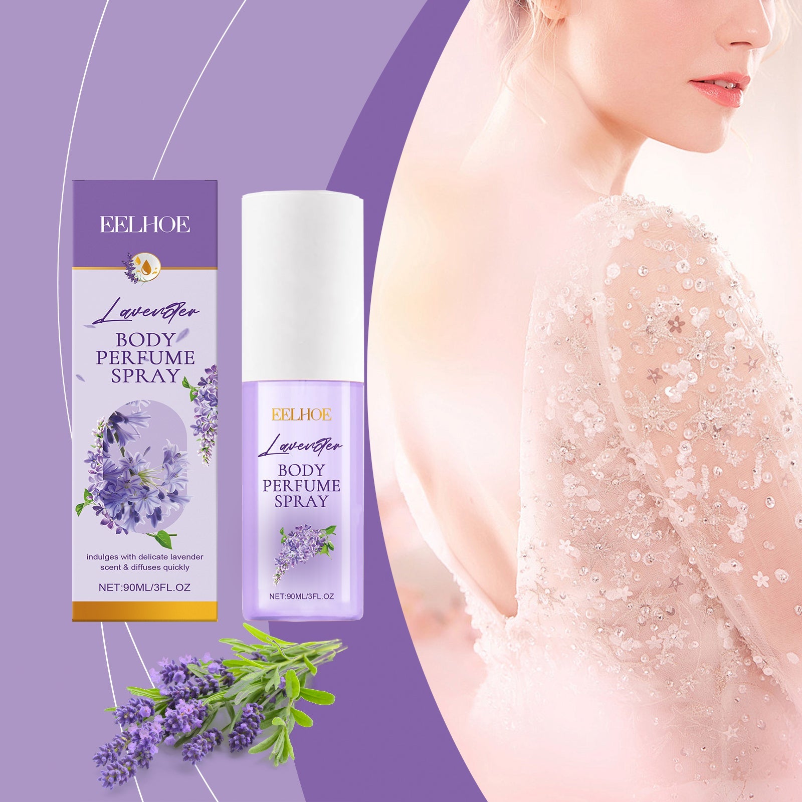 Lavender Body Perfume Spray, Lasting Fragrance Lavender Fragrance Refreshing Floral Perfume