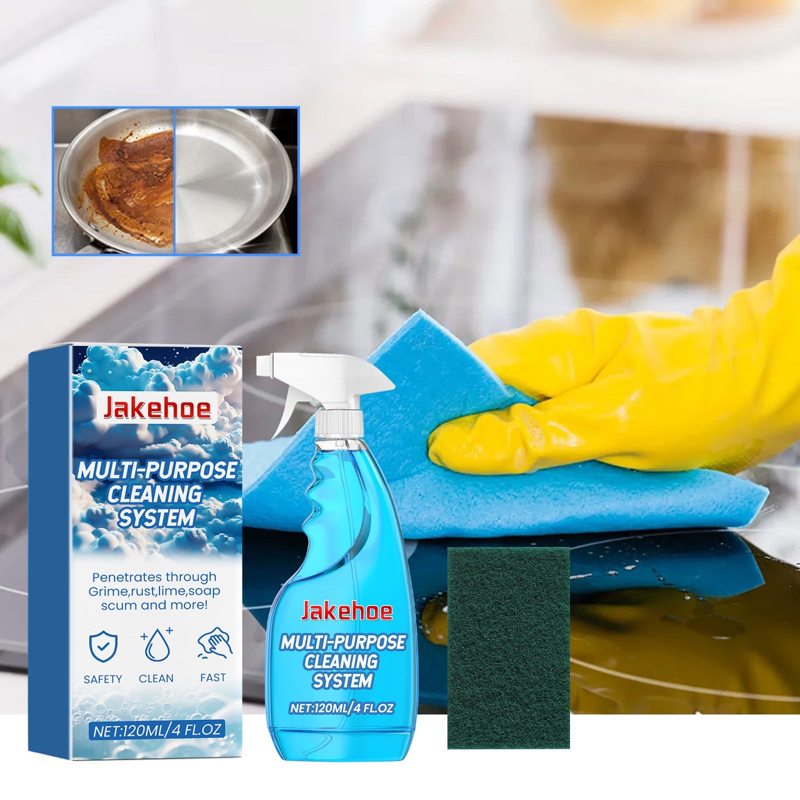 Multi Purpose Cleaning System, Gentle Decontamination Multi-Surface Foam Cleaner For Kitchen Cooktop Cookware