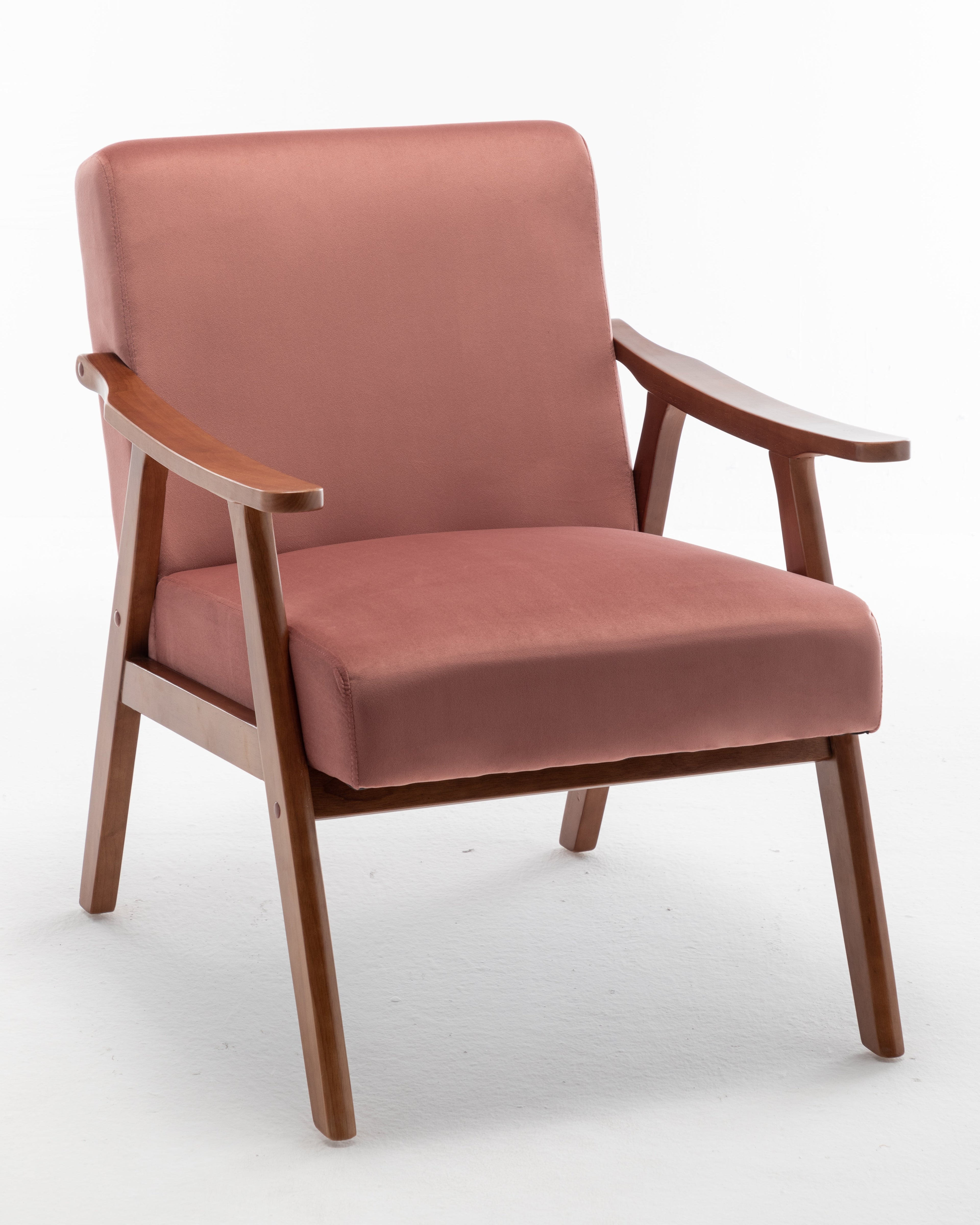 Mid-Century Modern Chair, Living Room Chair with Solid Wood Frame, Accent Chair Extra-Thick Backrest, Wingback Chair for Bedroom