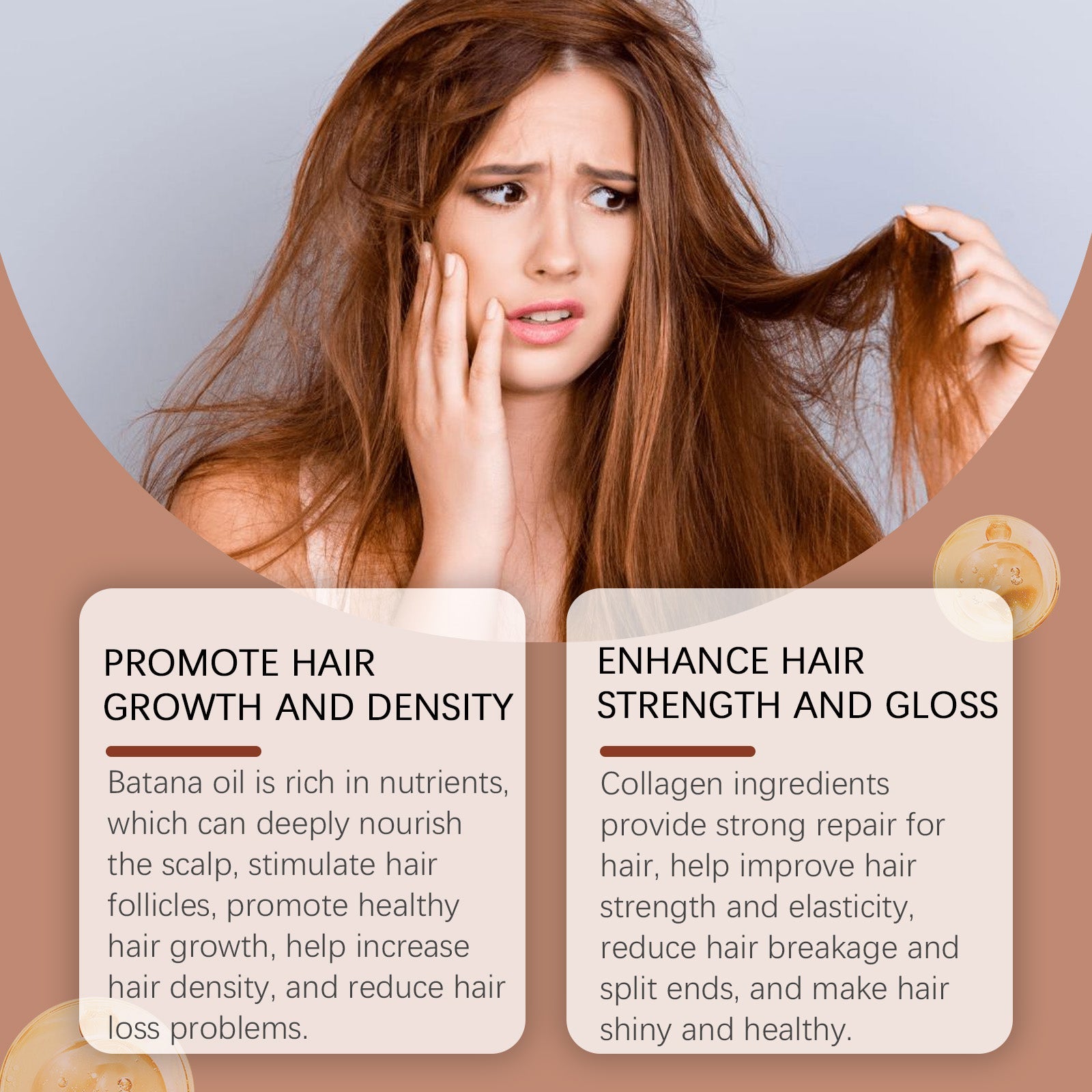 Batana Hair Care Oil Repair Dry And Irritated Hair, Moisturize Scalp And Smooth Daily Massage Hair Care Oil