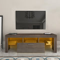 20 minutes quick assembly brown simple modern TV stand Brown TV bracket with LED Color Changing Lights for Living Room