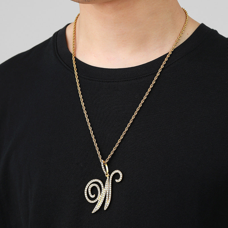 Hip hop accessories grass letter pendant melon seed buckle Cuban chain accessory