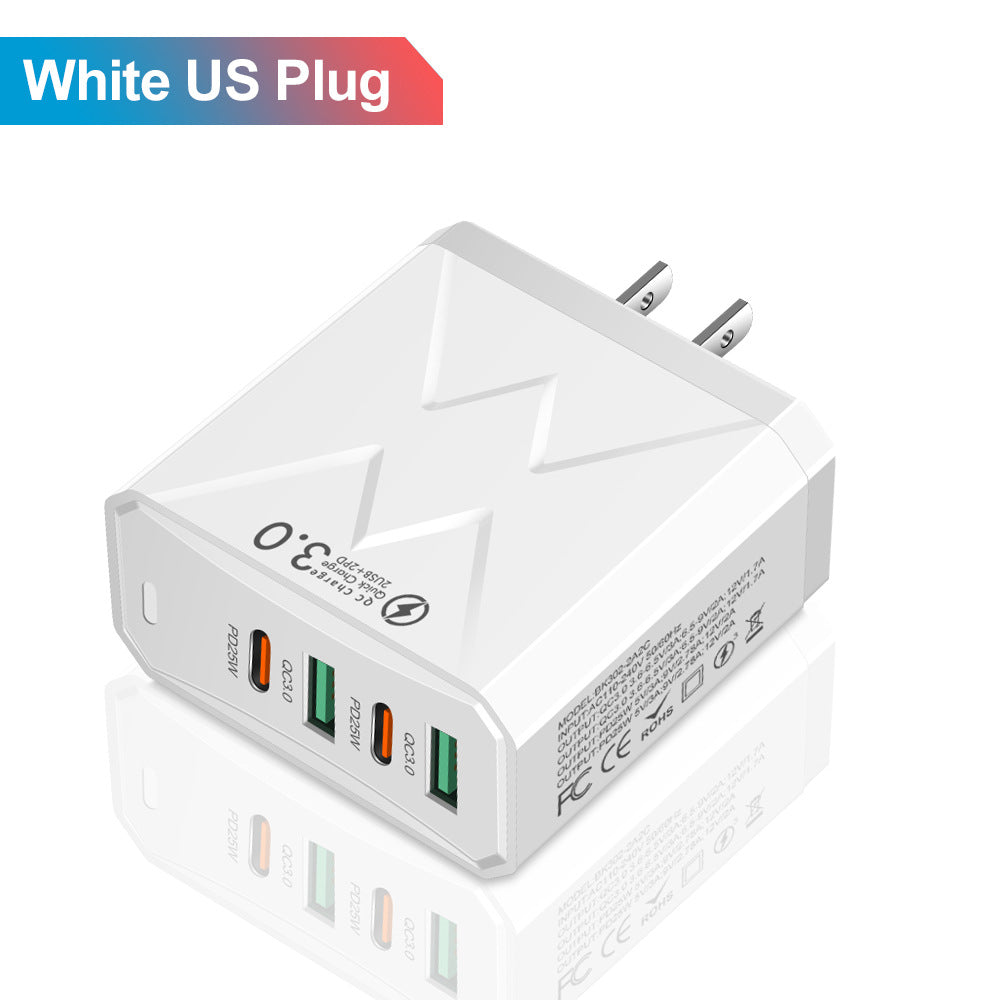 2USB+2PD mobile phone charger, tablet plug, super fast charging, multi port power supply