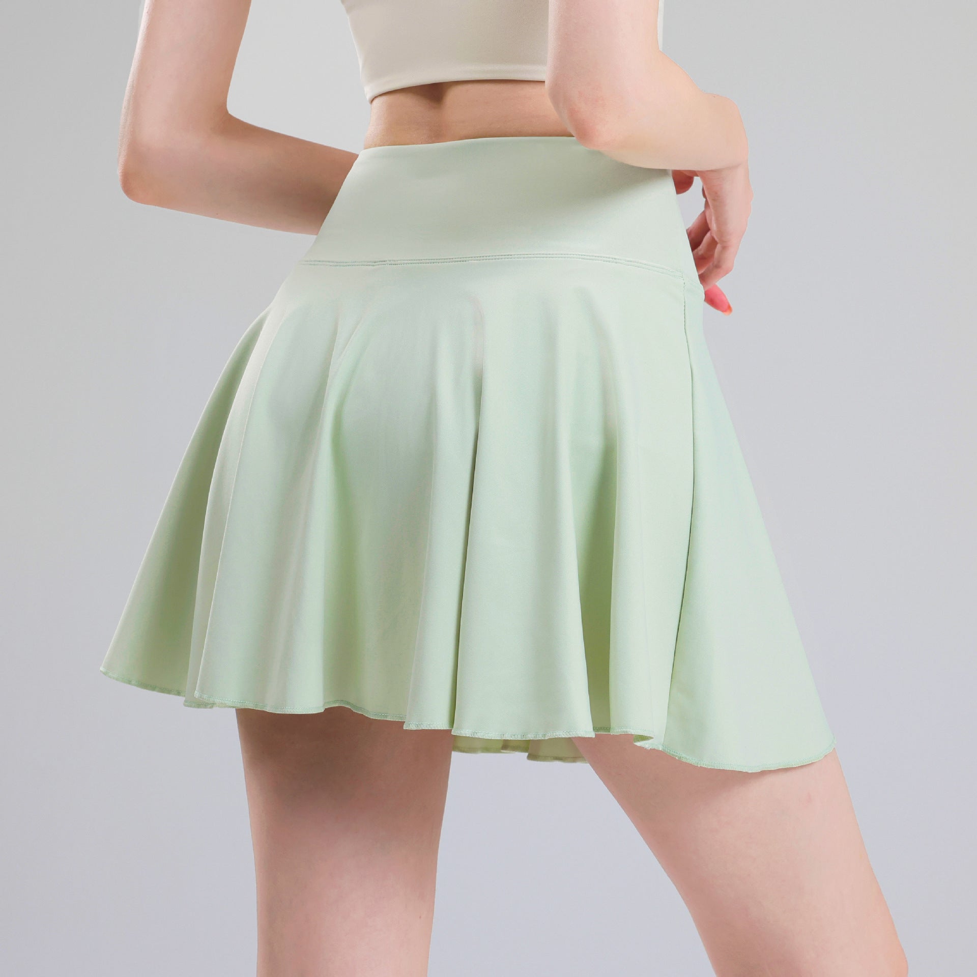 Tennis skirt women's yoga white badminton pleated skirt quick drying anti glare half skirt
