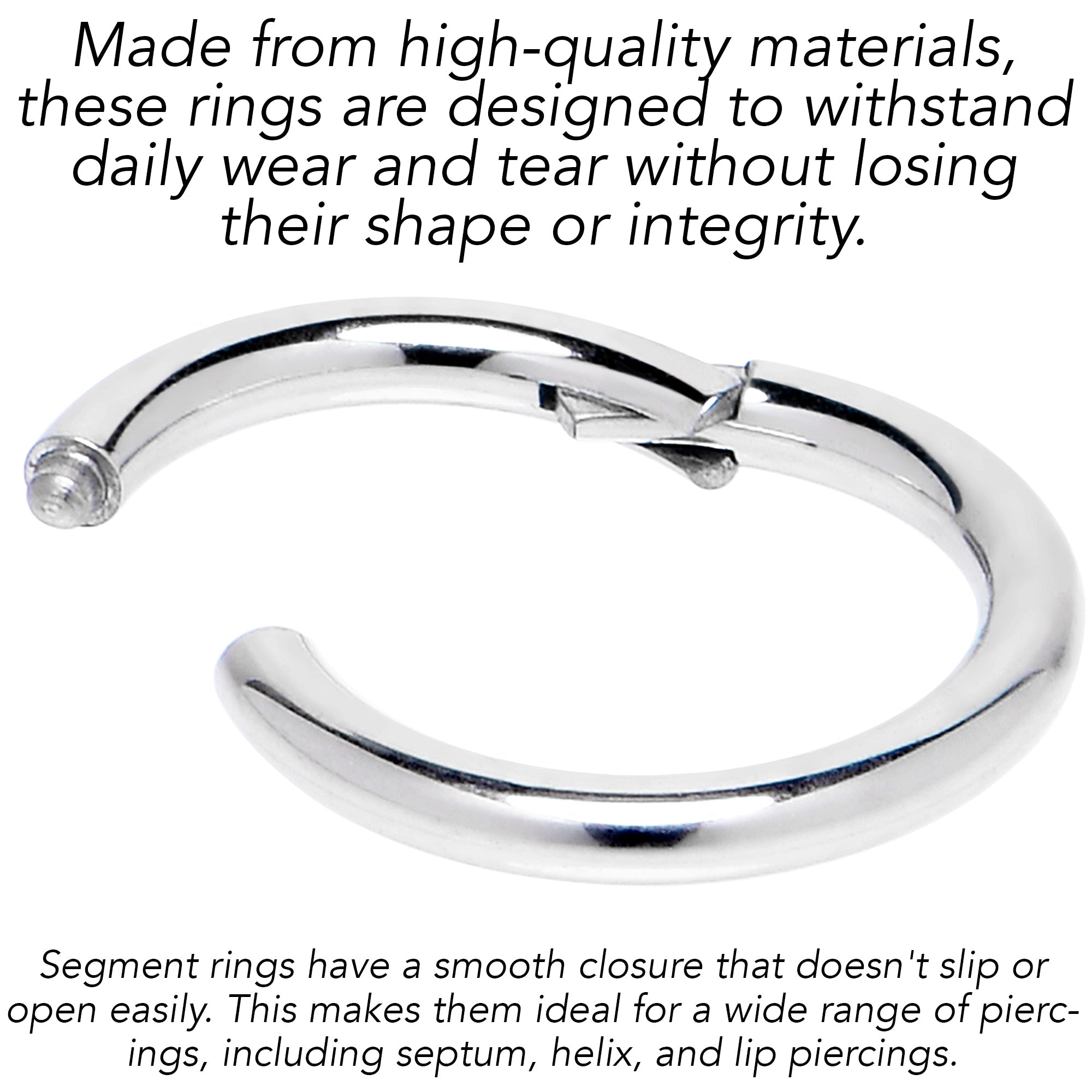 14G 7/16 316L Surgical Steel Precision Hinged Segment Hoop