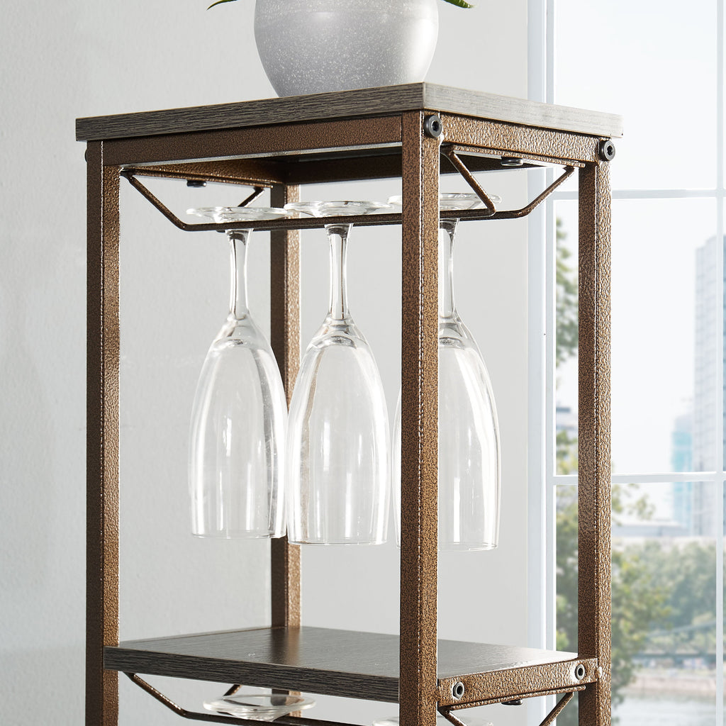 Grey 11 bottle wine grill, 5-layer independent wine rack, with hanging glass rack and storage rack for home wine storage