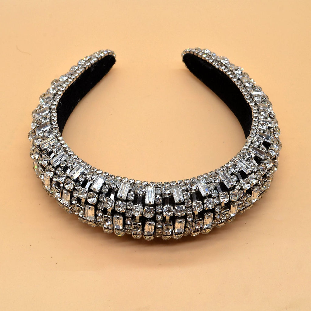 Luxury Sparkly Full Crystal Pearl Baroque Hairband Padded Rhinestone Princess Headband For Headdress Birthday Hair Jewelry