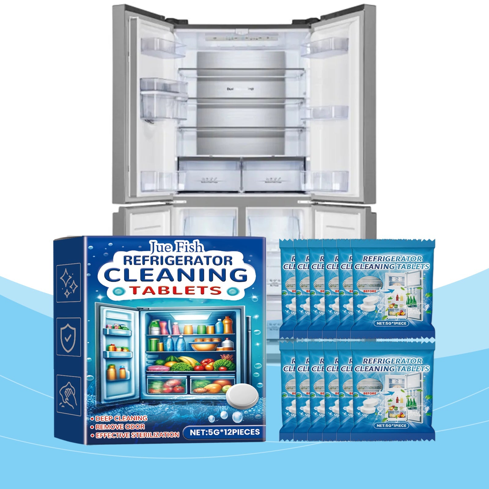 Refrigerator Cleaning Effervescent Tablet Kitchen Refrigerator Cleaning Anti-Oil Anti-Odor Multi-Purpose Cleaning Tablet