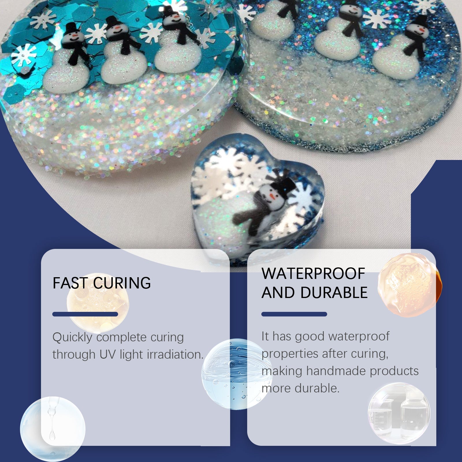 Resin Glue, Handmade Creative Resin Drops High Transparent Quick Drying Glue Odorless Crystal Drops