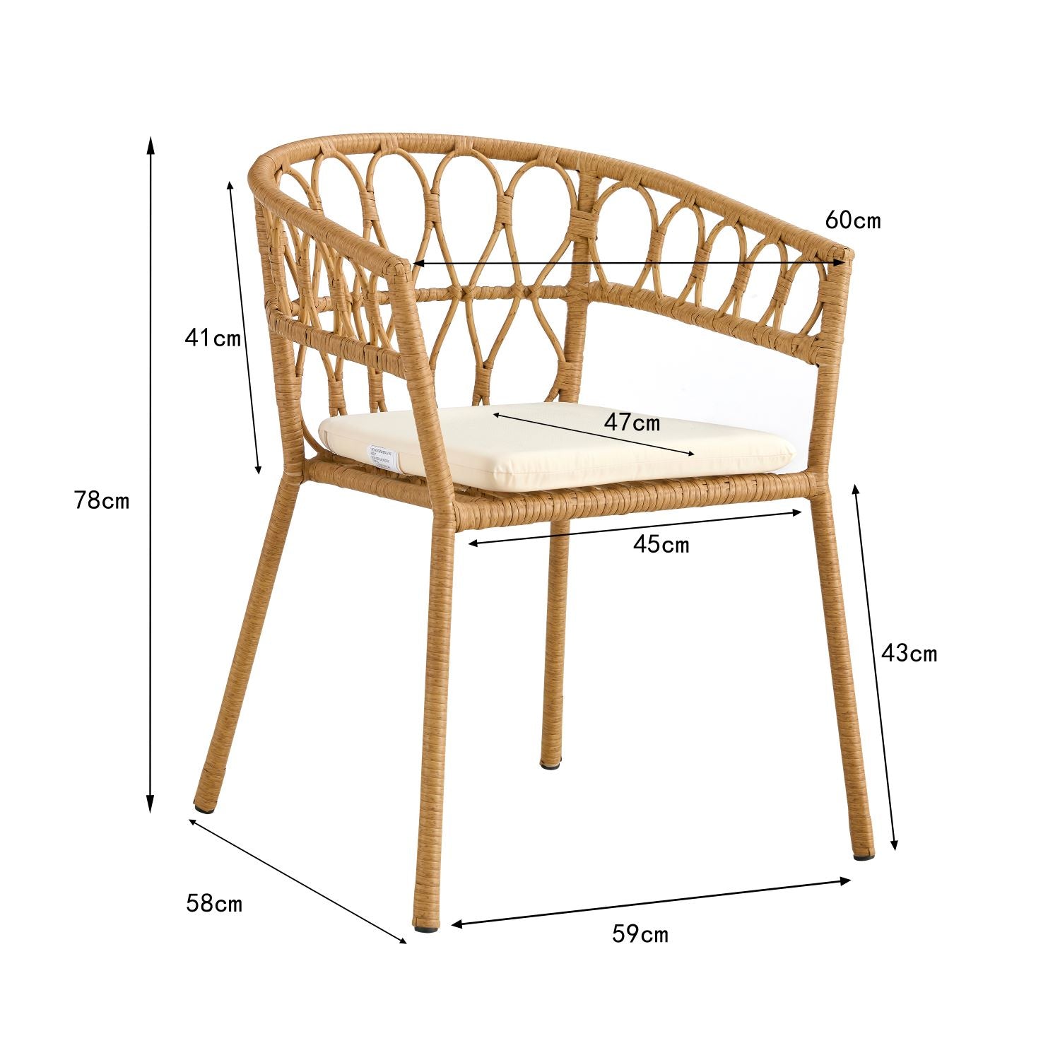 Outdoor dining set of 5 simple bamboo dinning table  PE ratten round table 110CM plastic wood top