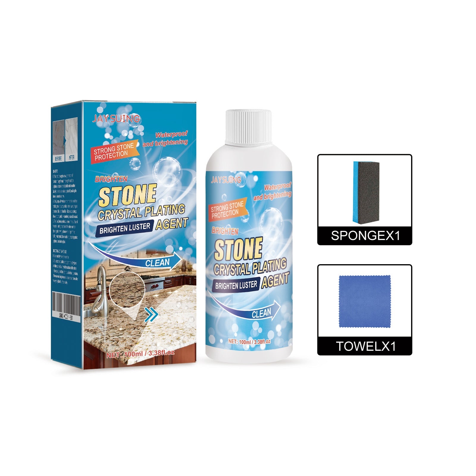 Stone Crystal Plating Kitchen Quartz Stone Tile Countertop Scratch Repair Cleaning Stain Brightener