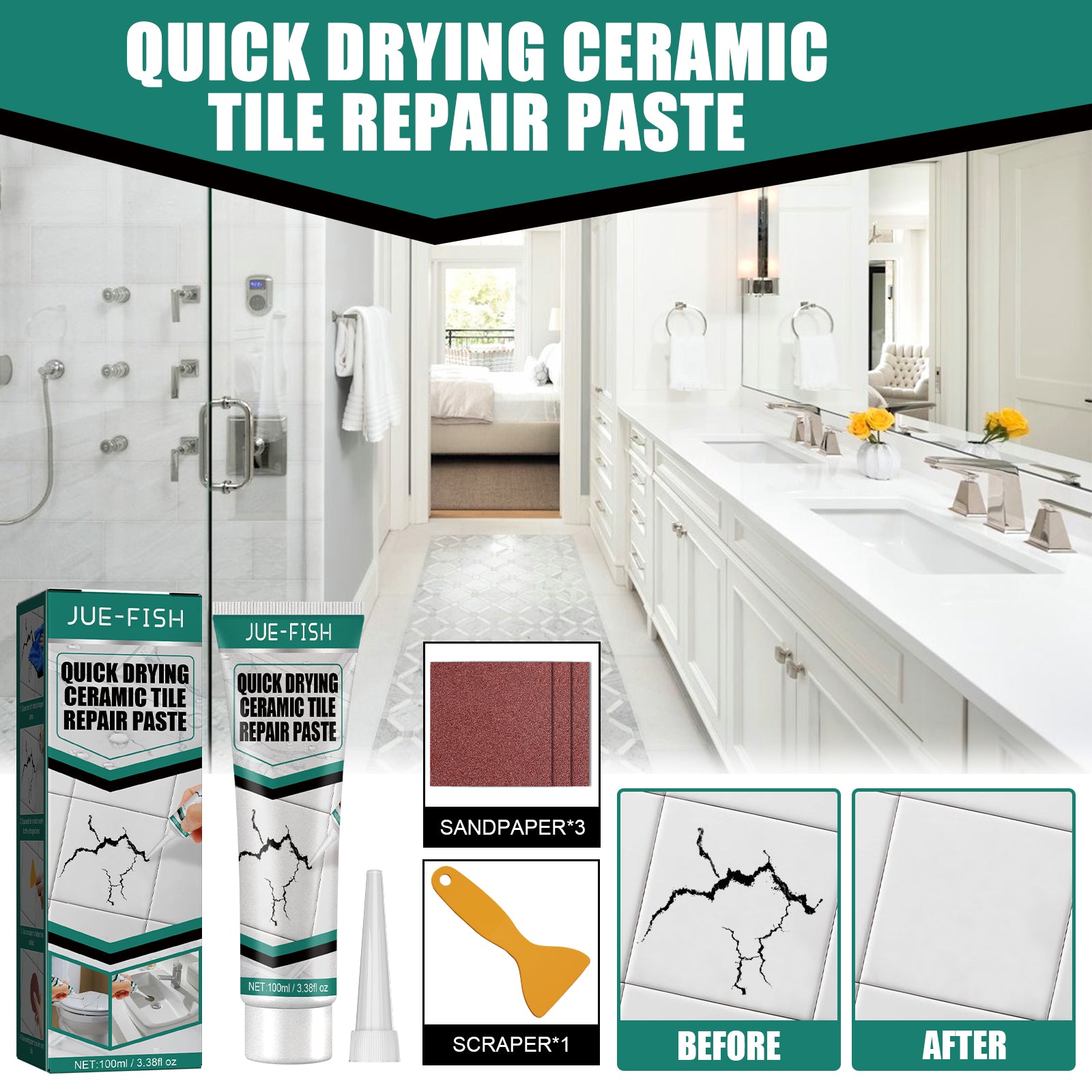 Tile Repair Paste Crack Repair Tile Quick Drying Adhesive Marble Bathtub Furniture Toilet
