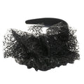 Solid color sequin flower wide edge girl style mesh headband