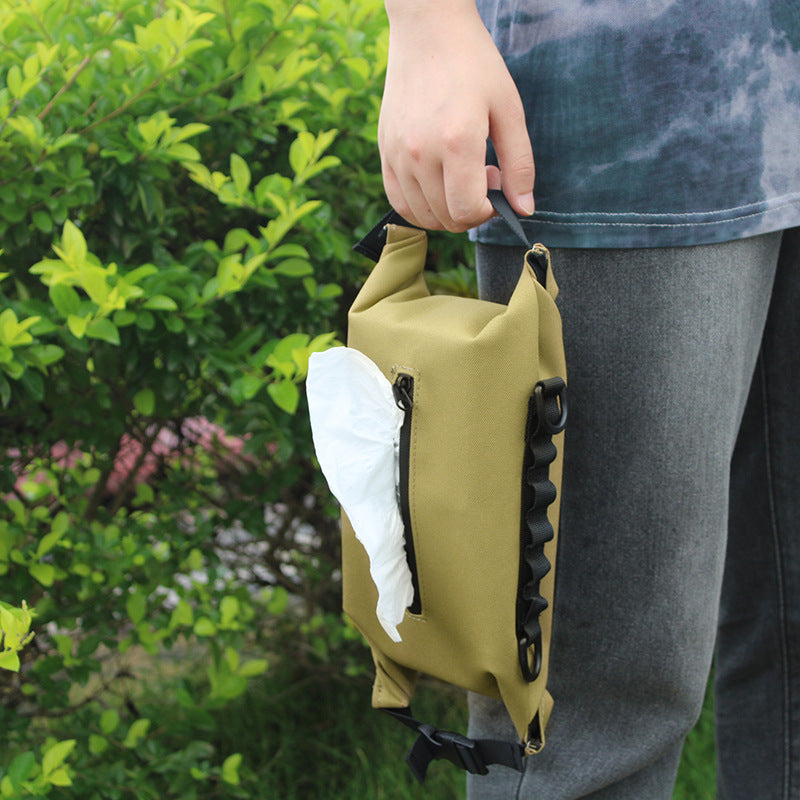 Outdoor camping wet tissue paper box camouflage waterproof canvas tissue bag square hand-held tissue storage bag