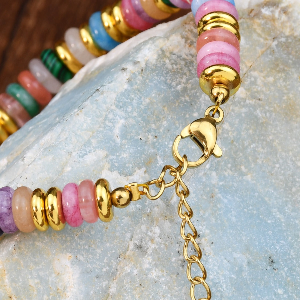 Ins style dopamine colored natural stone bead bracelet for women niche and high-end non fading crystal bracelet