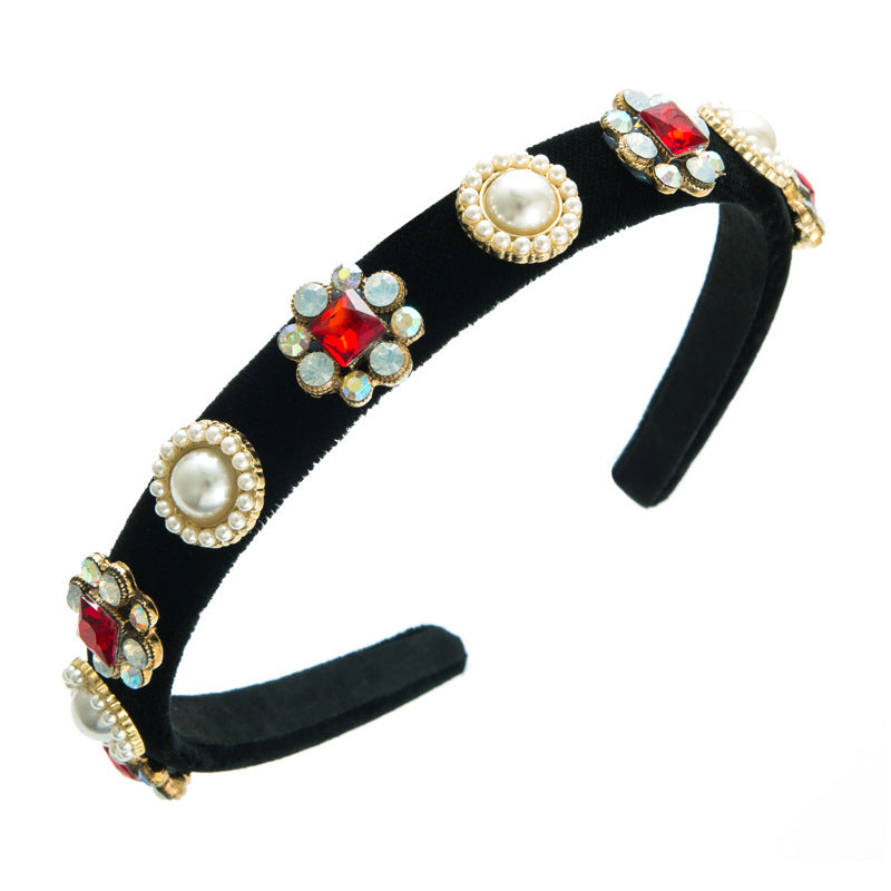 Baroque Court Diamond Tapered Headband Retro Style Premium Hair Ornament