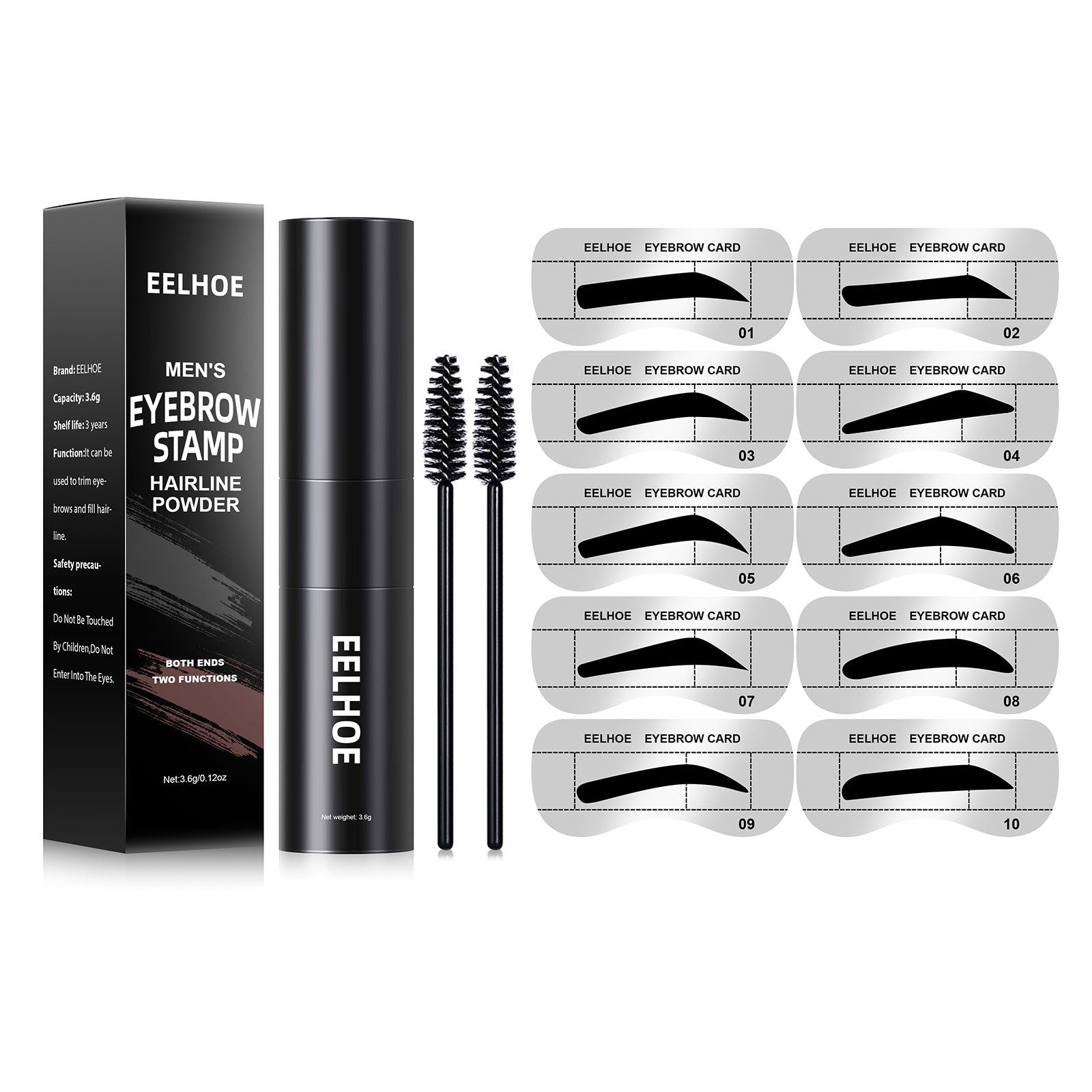 EELHOE Men's Hairline Repair Shadow Powder Eyebrow Powder Replacement Hairline Modification Eyebrow Printing Portable Hairline