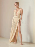 Hollow Out Halter Neck Cover-Up Dress