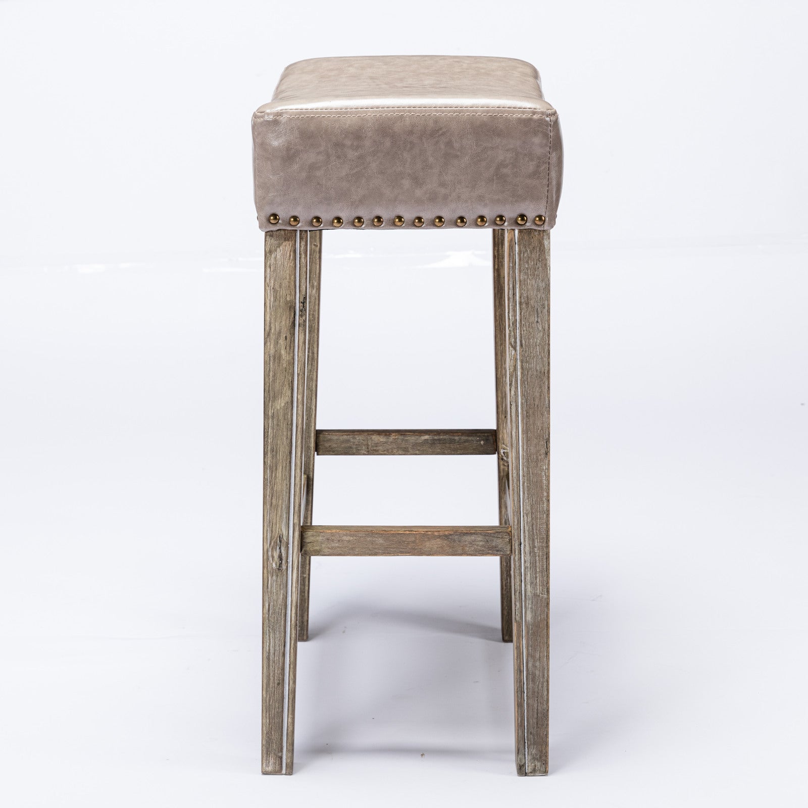 Counter Height 29" Bar Stools for Kitchen Counter Backless Faux Leather Stools Farmhouse Island Chairs (29 Inch Gray Set of 2)