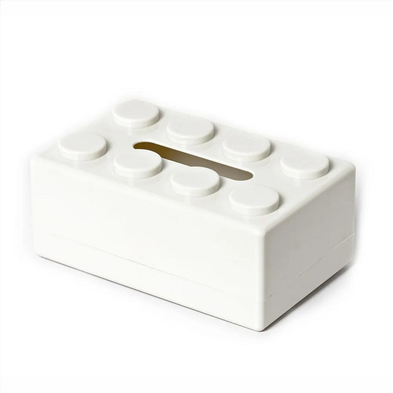 ABS Building Block Shaped Tissue Box Wall-mounted Creative Face Towel Box Organizer Perforation-free Removable