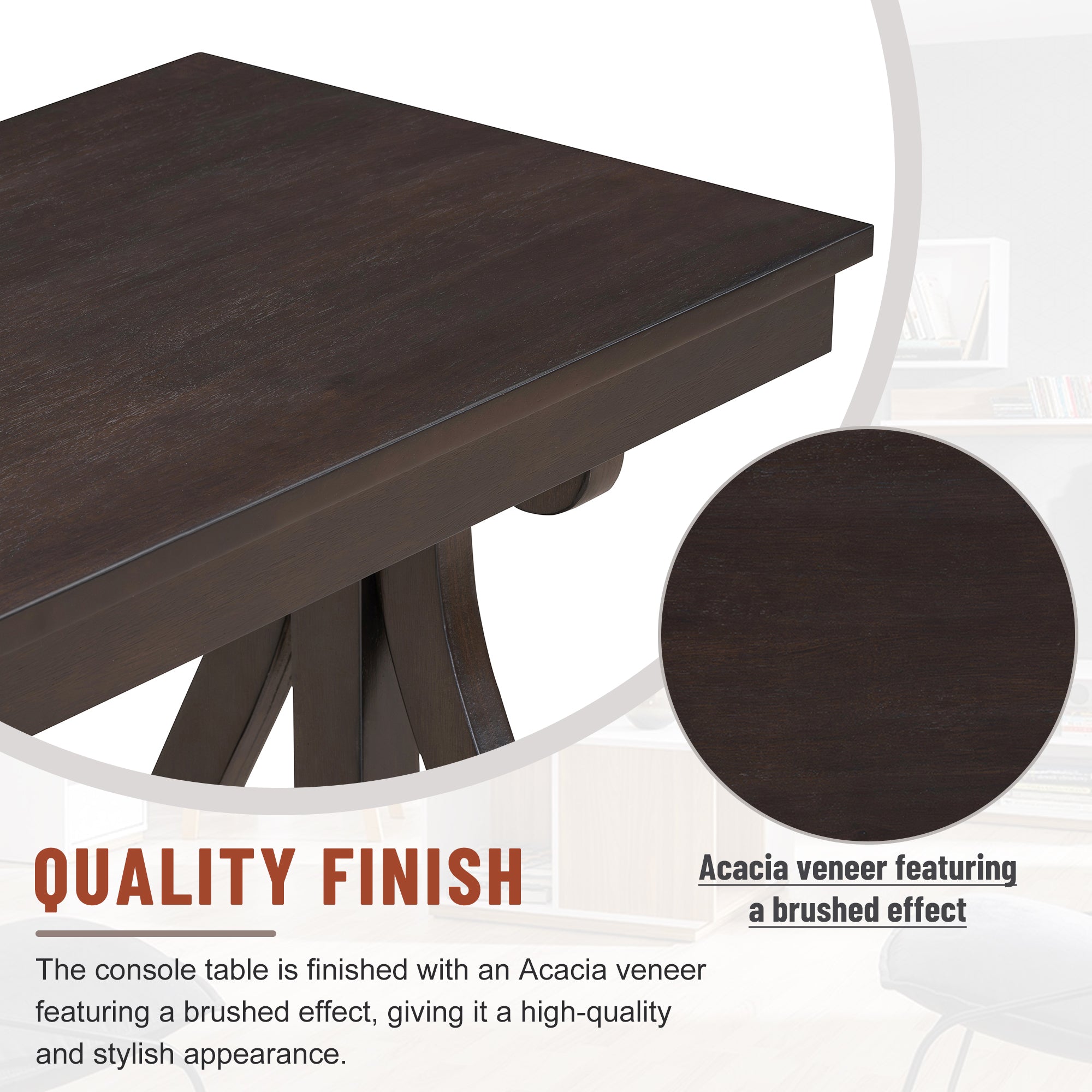 48-Inch Rustic Vintage Console Table --- Farmhouse Style Entryway Table with Open Shelf and Sturdy Construction  (Espresso)