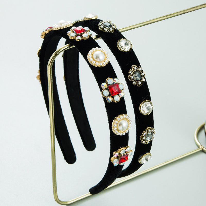 Baroque Court Diamond Tapered Headband Retro Style Premium Hair Ornament