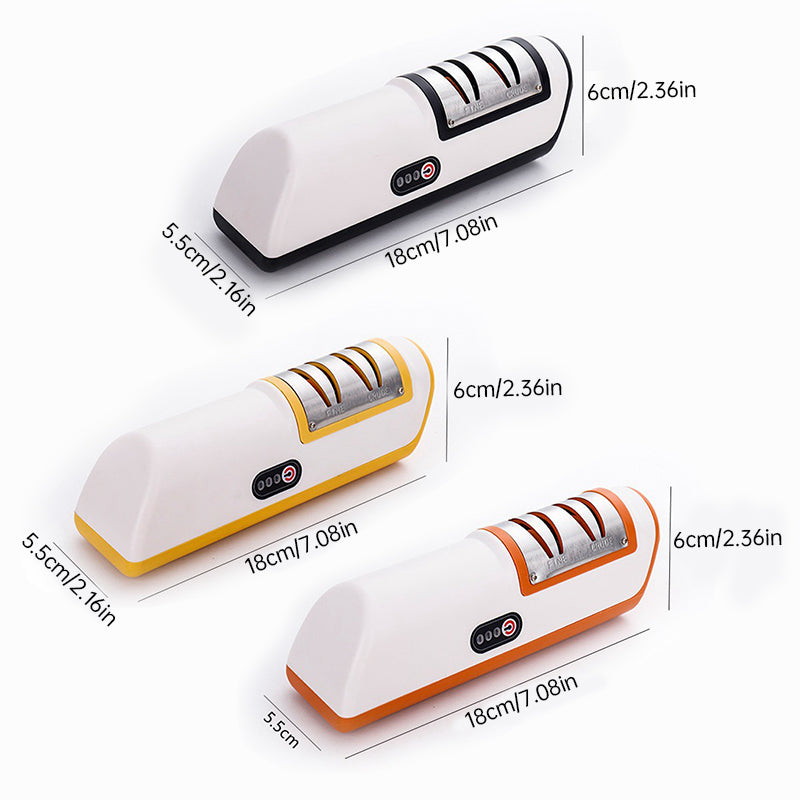 Multifunctional Electric Knife Sharpener. Automatic, professional, small - sized for kitchen use. Quick - sharpening with non -