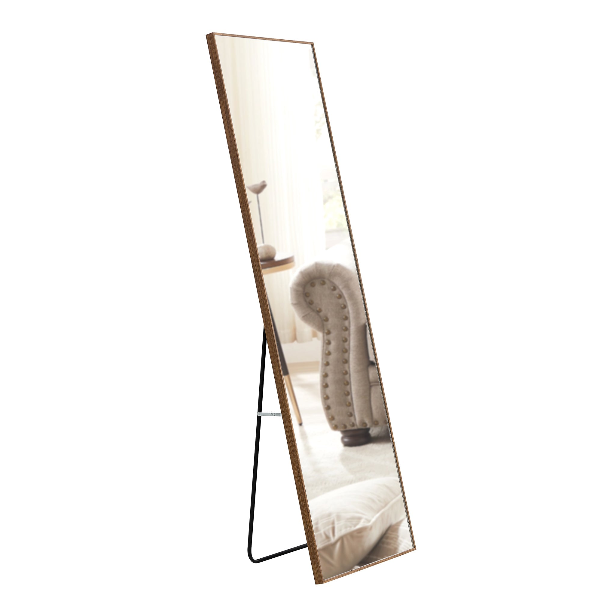60x17 Brown Solid Wood Frame Full-length Mirror, Dressing Mirror, Bedroom Home Porch