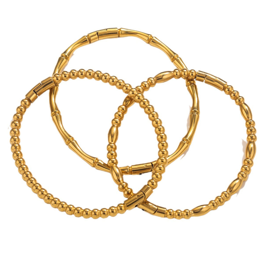 Fashion bamboo titanium steel bracelet female summer niche cold style ins stainless steel retro bamboo jewelry