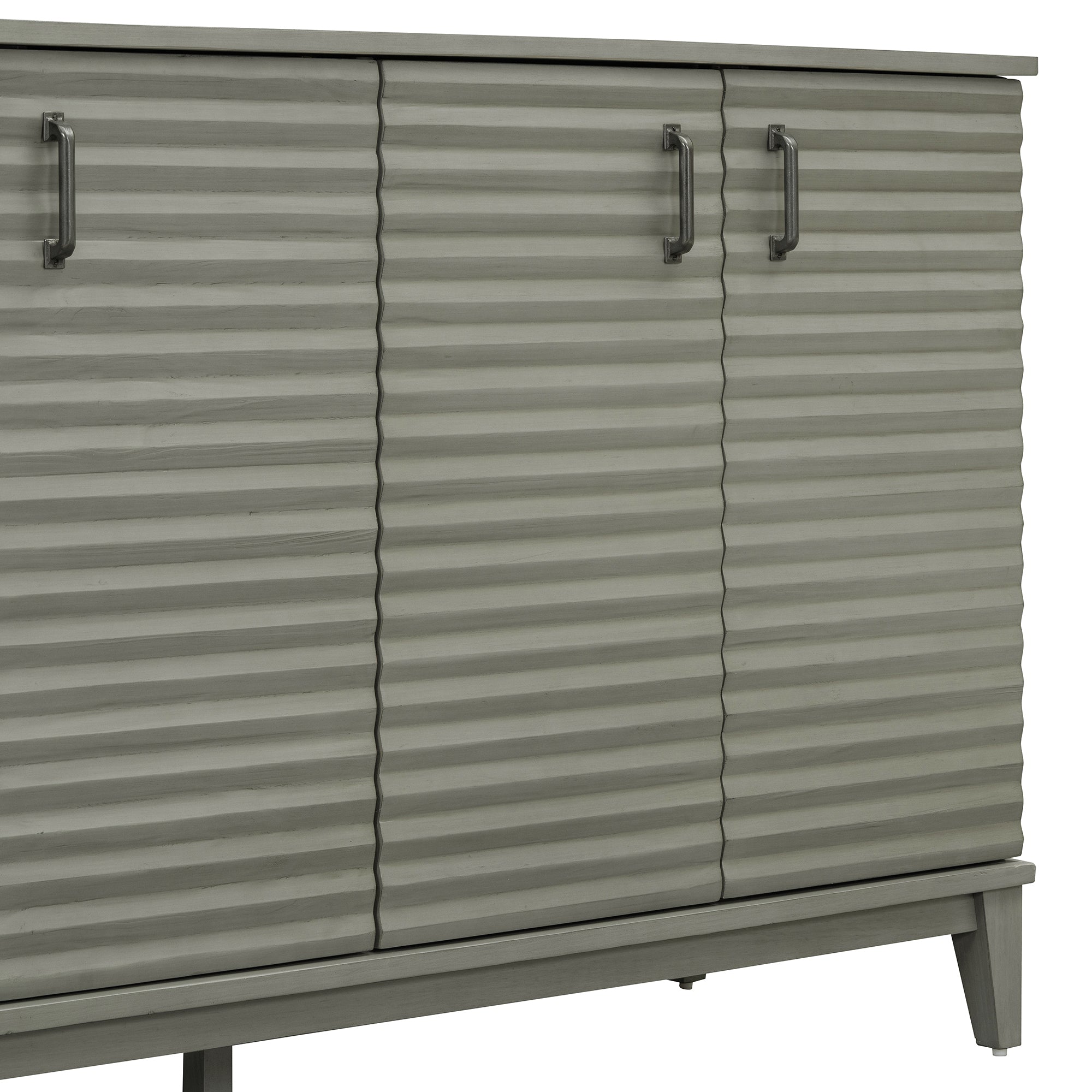 TREXM side panel with 4-door large storage buffet, adjustable shelves and metal handles (antique gray)