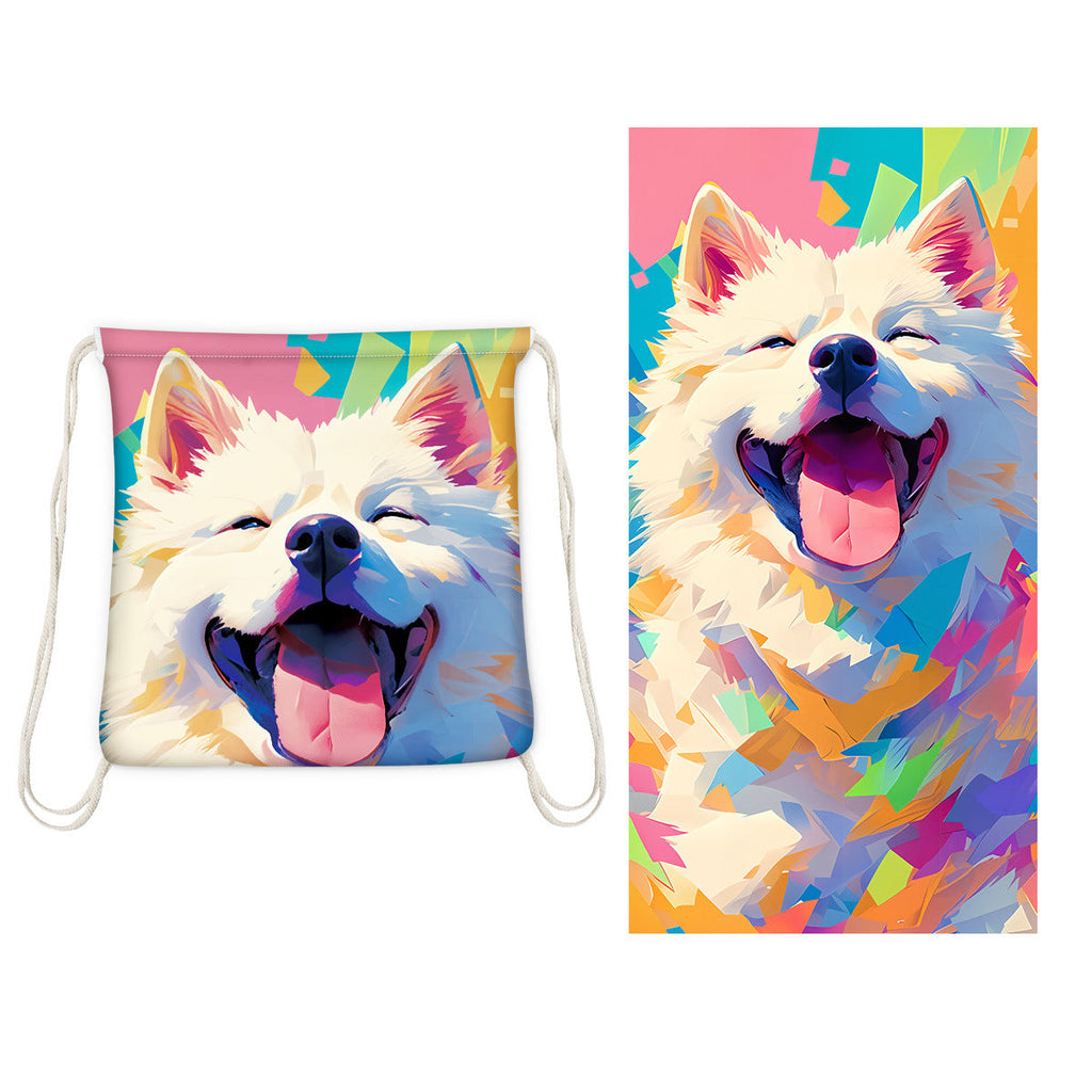 Two-in-One Foldable Beach Towel Printed Bath Towel All-In-One Beach Towel with Storage Bag
