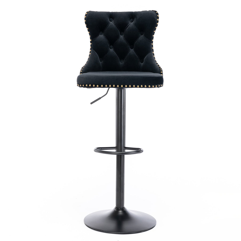 Black,Set of 225-33 Inch,17.7 inch base, Modern Upholstered Bar Stools with Backs Comfortable Tufted for Home Pub and Kitchen