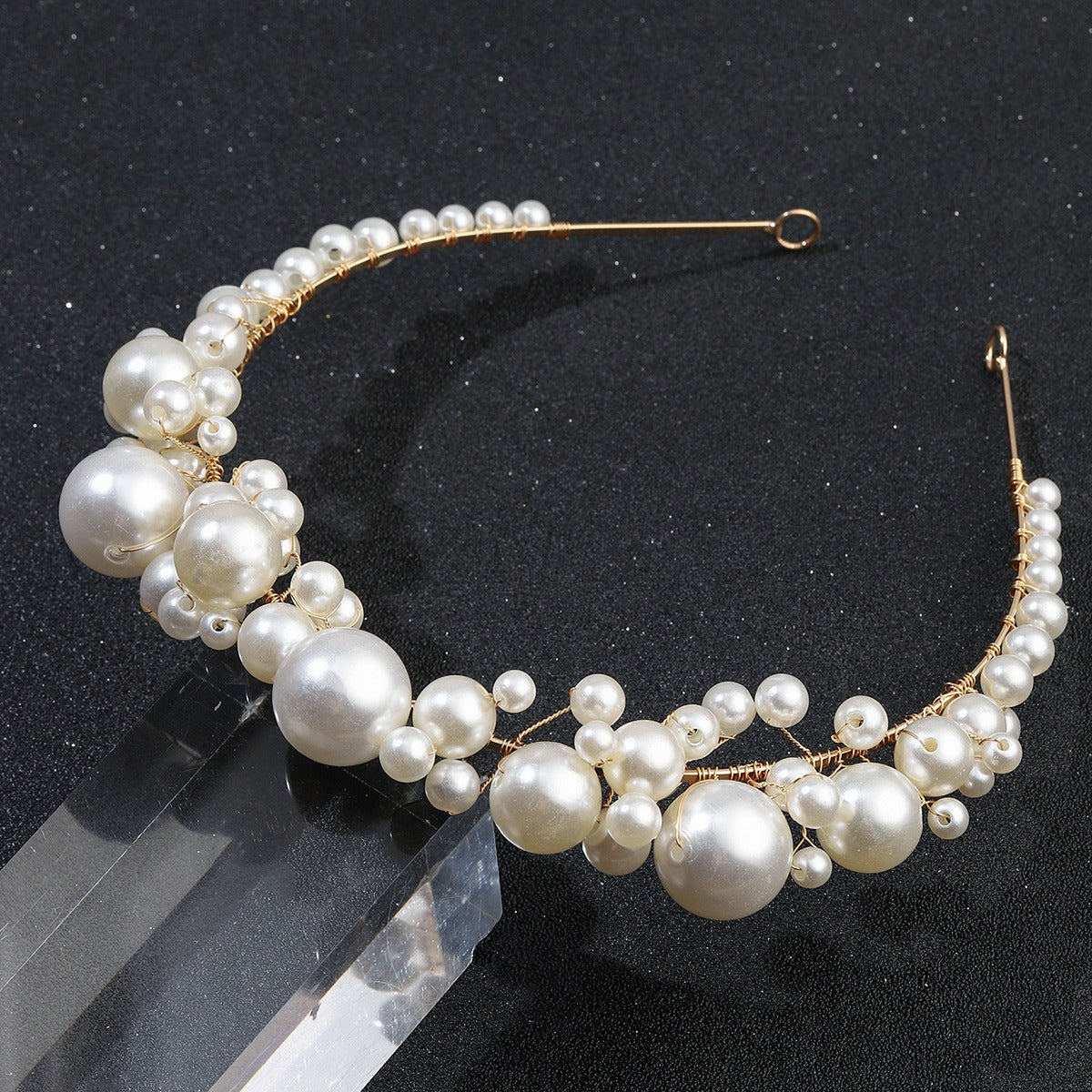 Retro bride headwear with simple pearl headbands