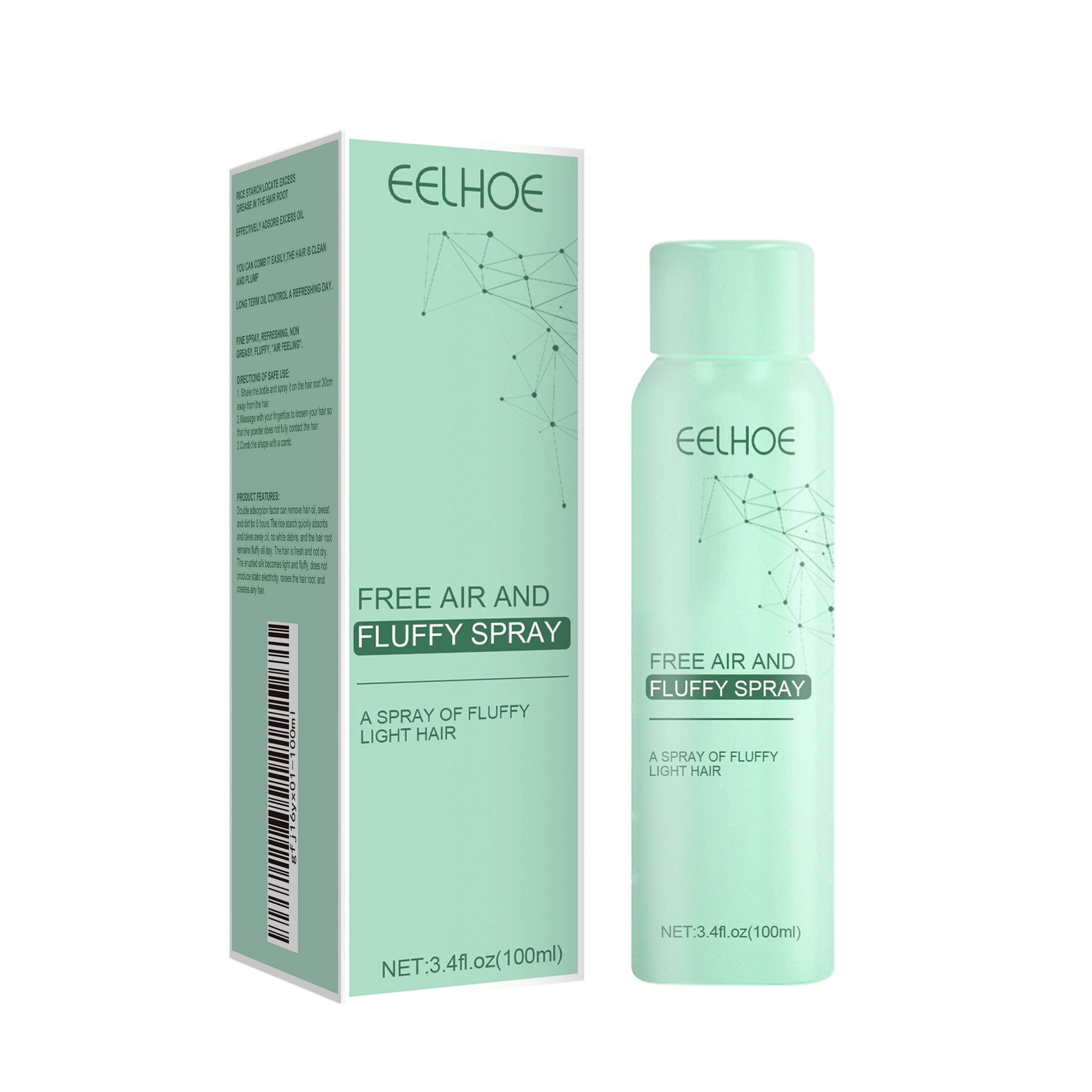 No-Wash Dry Hair Spray, Air Fluffiness Remove Oil Dry And Cool Shampoo-free Dry Hair Agent