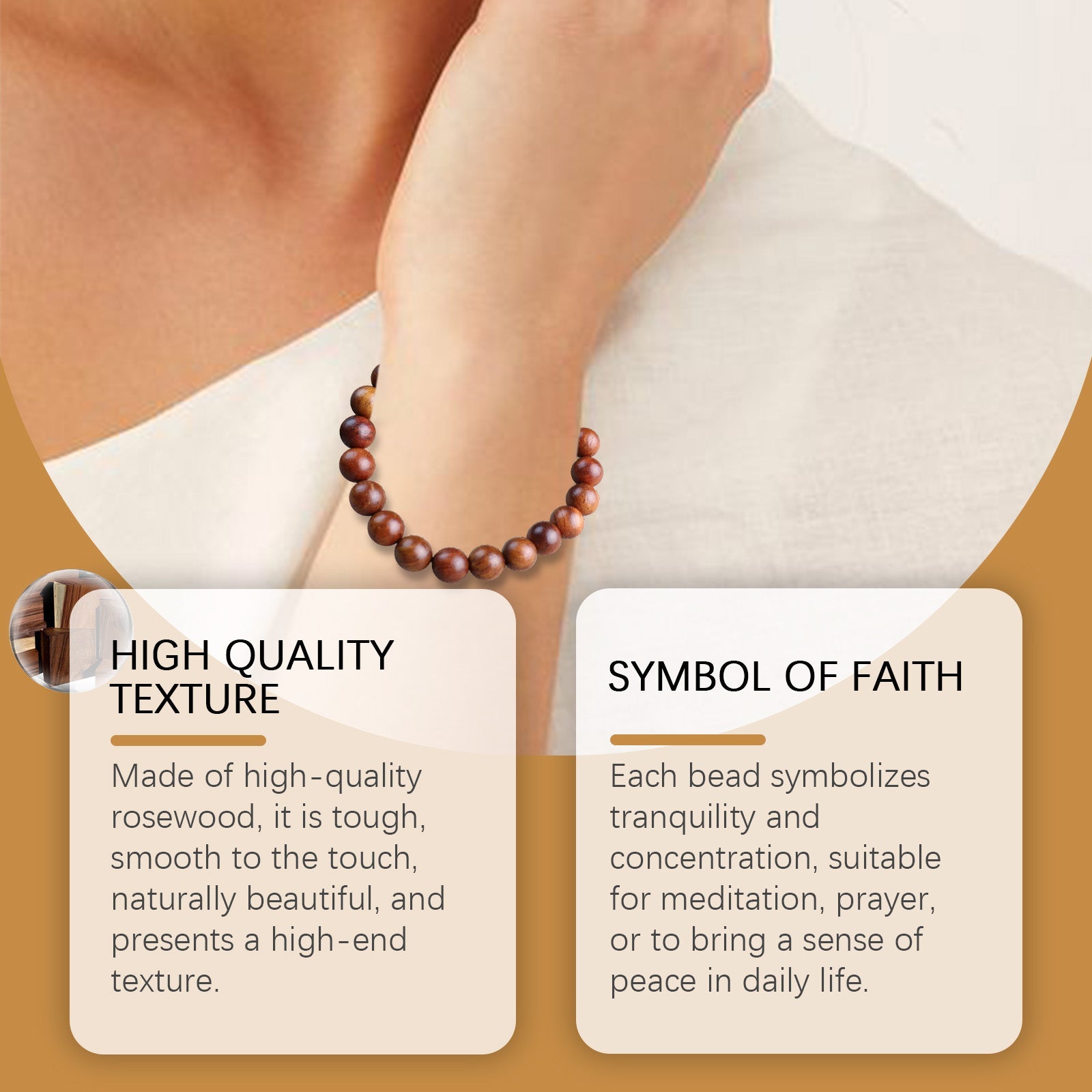Rosewood Bracelet Unisex Everyday Decor With Rosewood Bracelet Beaded