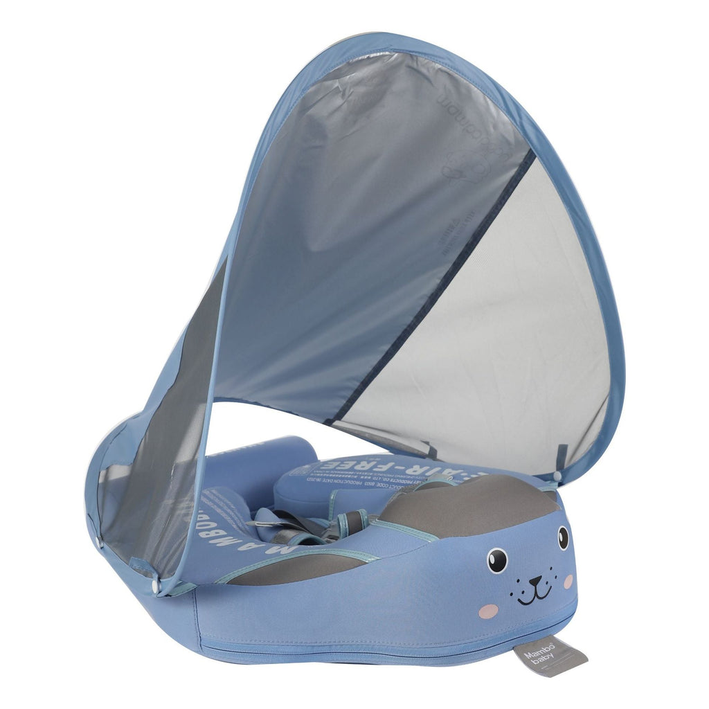 Infants and young children with inflatable seat rings and sunshades beginner's swimming circle home swimming pool