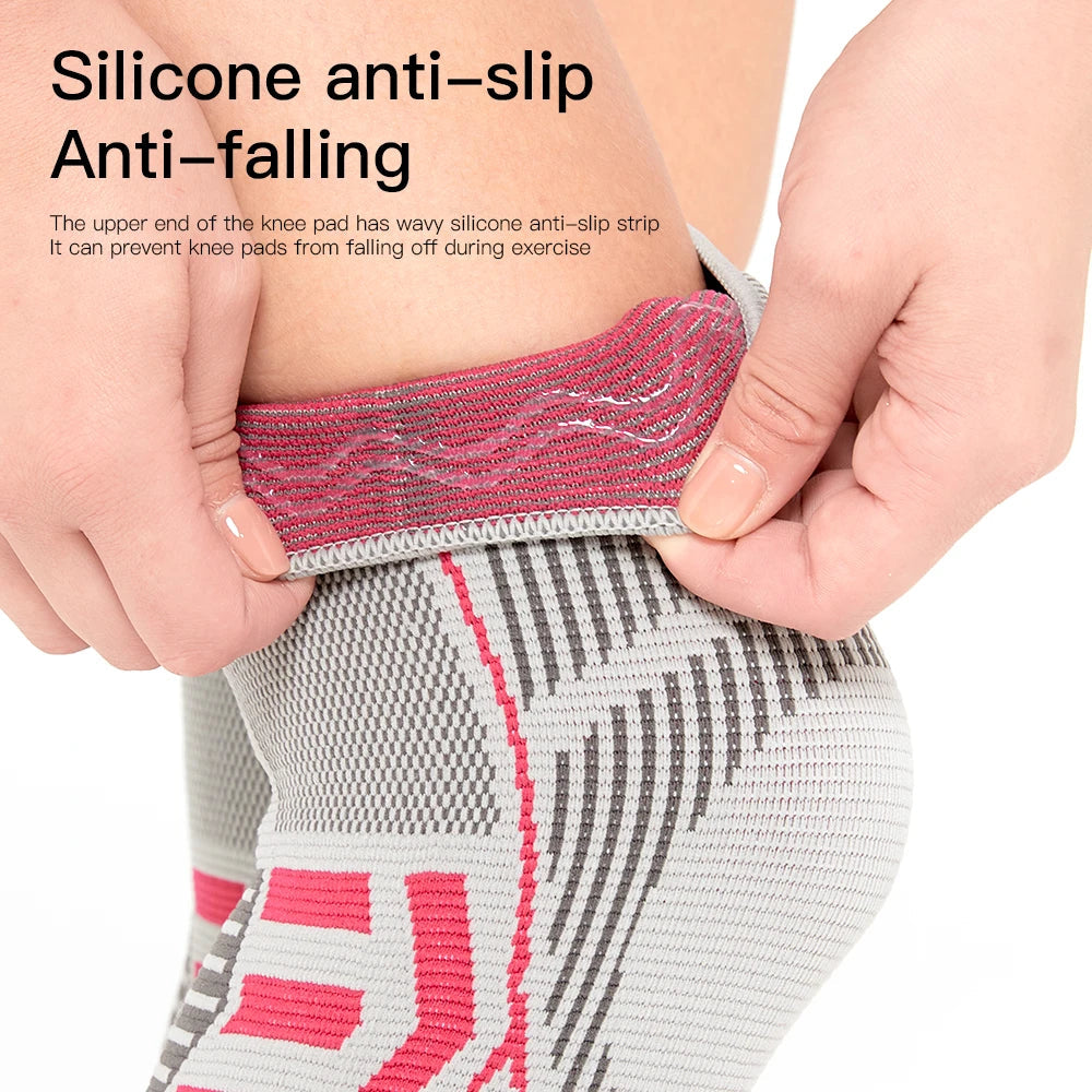 Outdoor sports cycling running basketball knee pads knitted high elasticity comfortable silicone anti damage protective gear