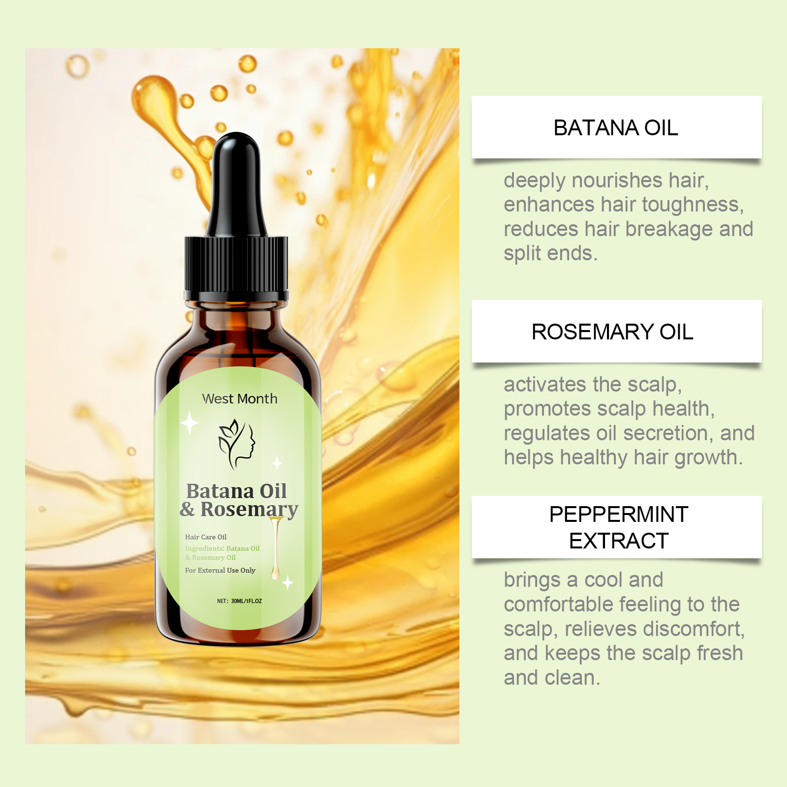Rosemary Essential Oil For Hair Care Is Strong, Smooth, Straight And Curly, Nourishing And Growing Hair Care Essential Oil